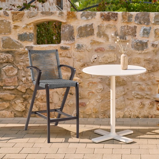 Nabila Dark Eucalyptus Wood and Grey Rope Counter and Bar height Stool