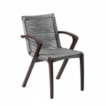 Nabila Outdoor Dark Eucalyptus Wood and Grey Rope Dining Chairs - Set of 2