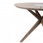 Sachi Outdoor Light Eucalyptus Wood and Concrete Round Dining Table