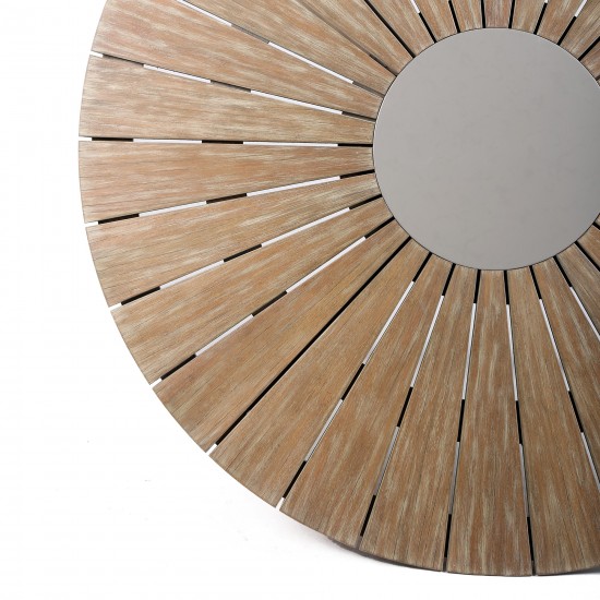 Sachi Outdoor Light Eucalyptus Wood and Concrete Round Dining Table