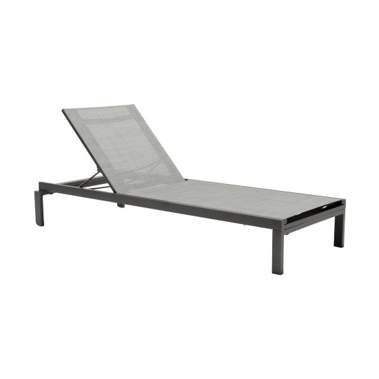 Solana Outdoor Dark Grey Aluminum Stacking Chaise Lounge Chair Set of 2