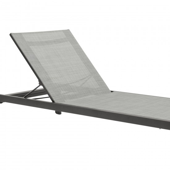 Solana Outdoor Dark Grey Aluminum Stacking Chaise Lounge Chair Set of 2