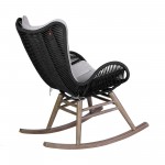 Fanny Outdoor Patio Rocking chair in Light Eucalyptus Wood and Charcoal Rope