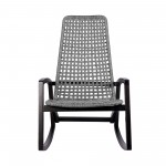 Sequoia Outdoor Patio Rocking Chair in Dark Eucalyptus Wood and Grey Rope