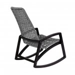 Sequoia Outdoor Patio Rocking Chair in Dark Eucalyptus Wood and Grey Rope