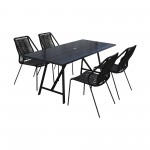 Koala and Clip 5 Piece Dining Set in Dark Eucalyptus Wood and Metal with Black