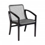 Brighton Outdoor Patio Dining Chair in Dark Eucalyptus Wood and Grey Rope