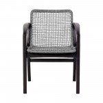 Brighton Outdoor Patio Dining Chair in Dark Eucalyptus Wood and Grey Rope