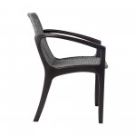 Brighton Outdoor Patio Dining Chair in Dark Eucalyptus Wood and Grey Rope