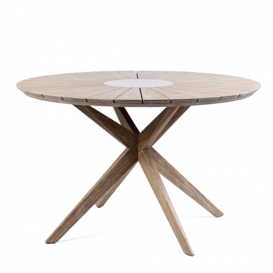 Sachi and Brighton 5 Piece Dining Set in Light Eucalyptus Wood with Charcoal
