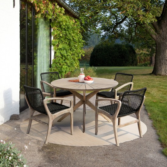 Sachi and Brighton 5 Piece Dining Set in Light Eucalyptus Wood with Charcoal