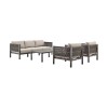 Cuffay 4 Piece Patio Furniture Set in Brown Aluminum and Rope with Cushions