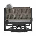 Cuffay Patio Swivel Glider Lounge Chair in Black Aluminum with Grey Cushions