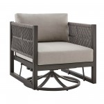 Cuffay Patio Swivel Glider Lounge Chair in Dark Brown Aluminum with Cushions