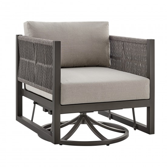 Cuffay Patio Swivel Glider Lounge Chair in Dark Brown Aluminum with Cushions