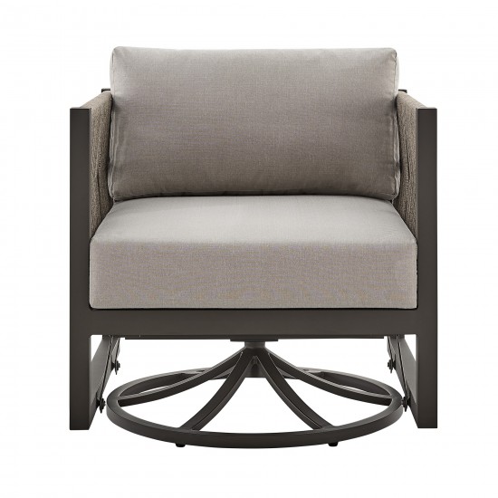 Cuffay Patio Swivel Glider Lounge Chair in Dark Brown Aluminum with Cushions