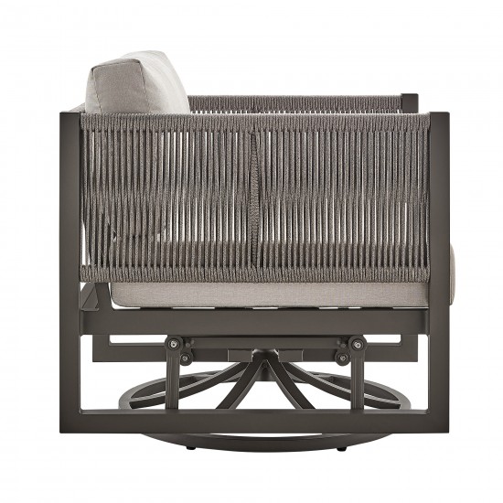 Cuffay Patio Swivel Glider Lounge Chair in Dark Brown Aluminum with Cushions