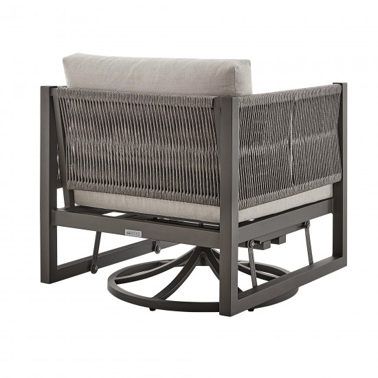 Cuffay Patio Swivel Glider Lounge Chair in Dark Brown Aluminum with Cushions