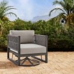Cuffay Patio Swivel Glider Lounge Chair in Dark Brown Aluminum with Cushions