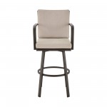 Don 30" Outdoor Patio Bar Stool in Brown Aluminum with Cushions