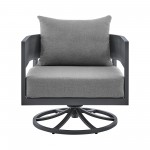 Argiope Outdoor Patio Swivel Rocking Chair in Grey Aluminum with Cushions