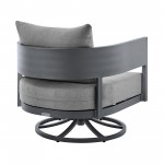 Argiope Outdoor Patio Swivel Rocking Chair in Grey Aluminum with Cushions