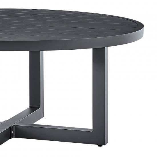 Argiope Outdoor Patio Round Coffee Table in Grey Aluminum