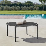 Tiffany Outdoor Patio Ruond Coffee Table in Black Aluminum