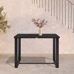Felicia Outdoor Patio Counter Height Dining Table in Black Aluminum