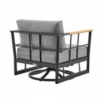 Shari and Tiffany 3 Piece Patio Swivel Seating Set in Black Aluminum