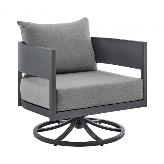 Argiope 3 Piece Patio Swivel Seating Set in Dark Grey Aluminum