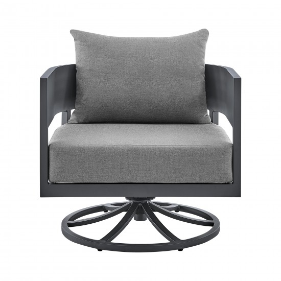 Argiope 3 Piece Patio Swivel Seating Set in Dark Grey Aluminum