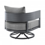Argiope 3 Piece Patio Swivel Seating Set in Dark Grey Aluminum