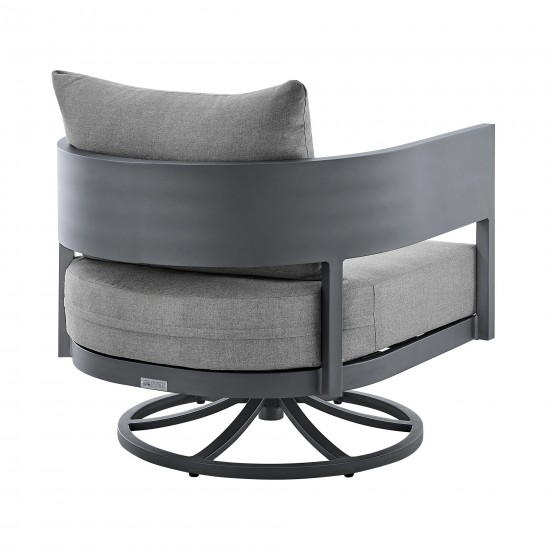 Argiope 3 Piece Patio Swivel Seating Set in Dark Grey Aluminum