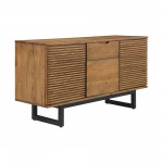 Aldo Brown Oak Sideboard Buffet Cabinet in Brown Oak Wood with Black Metal Legs