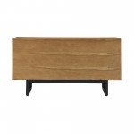 Aldo Brown Oak Sideboard Buffet Cabinet in Brown Oak Wood with Black Metal Legs