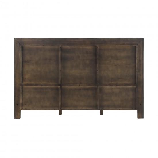 Marquis King Size Platform Bed Frame in Oak Wood with Faux Leather Headboard