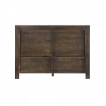 Marquis Queen Size Platform Bed Frame in Oak Wood with Faux Leather Headboard