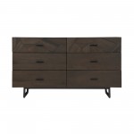 Marquis 6 Drawer Oak Wood Dresser with Black Metal Legs