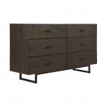 Marquis 6 Drawer Oak Wood Dresser with Black Metal Legs