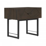 Marquis 1 Drawer Oak Wood Nighstand with Black Metal Legs