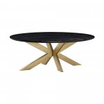 Lombard Oval Coffee Table in Black Brushed Oak Wood