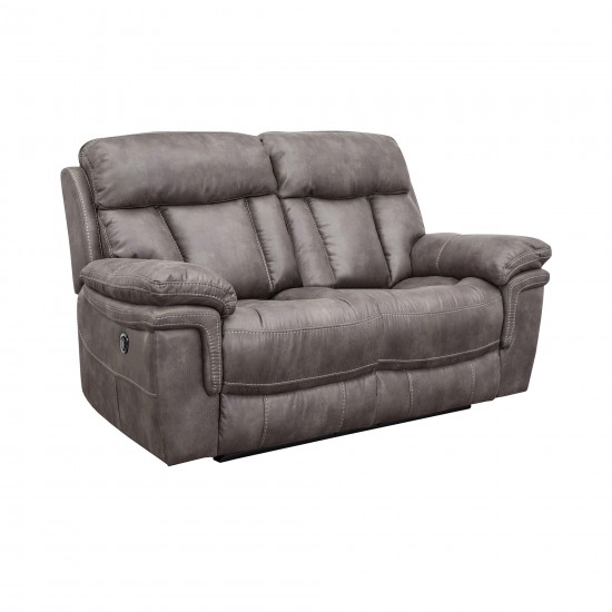 Estelle Power Loveseat in Gunmetal Fabric