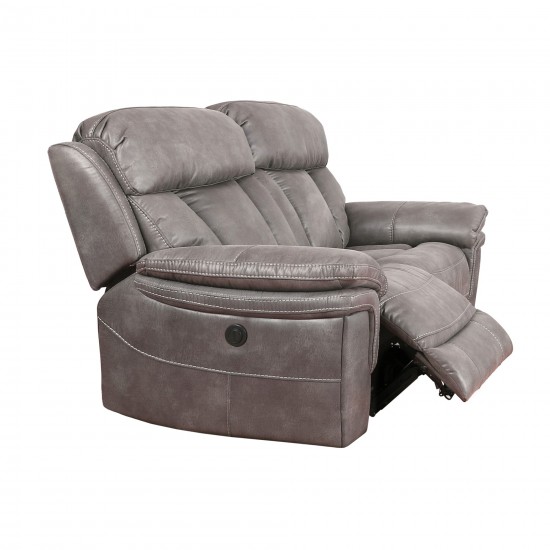 Estelle Power Loveseat in Gunmetal Fabric