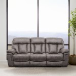 Estelle Power Reclining Sofa in Gunmetal Fabric