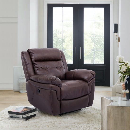 Marcel Manual Recliner Chair in Dark Brown Leather