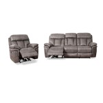 Estelle Power Reclining 2 Piece Sofa and Recliner Set in Gunmetal Fabric