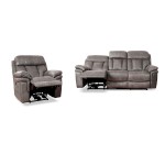 Estelle Power Reclining 2 Piece Sofa and Recliner Set in Gunmetal Fabric