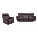 Marcel Manual Reclining 2 Piece Sofa and Recliner Set in Dark Brown Leather