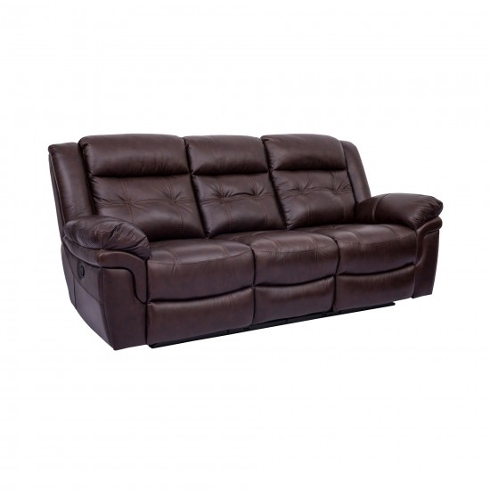 Marcel Manual Reclining 2 Piece Sofa and Recliner Set in Dark Brown Leather